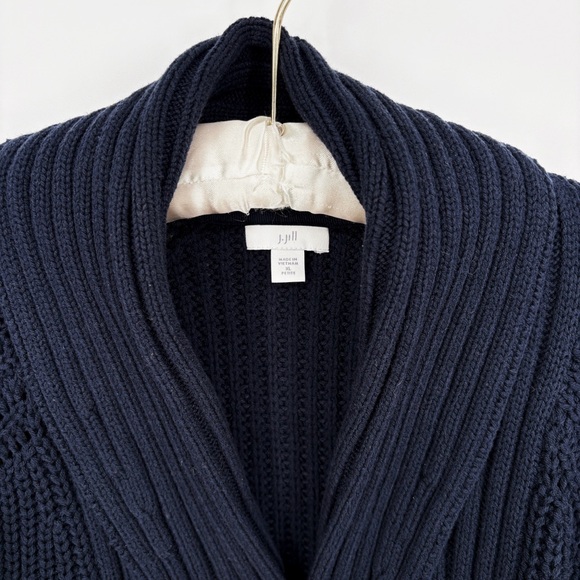 J.JILL | Rib-Textured Open-Front Knit Cardigan Sweater in Navy Blue | XL - Picture 7 of 12